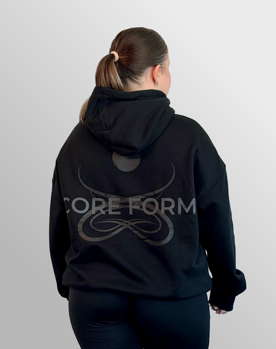 Core O.G. Oversized Hoodie in black, back view