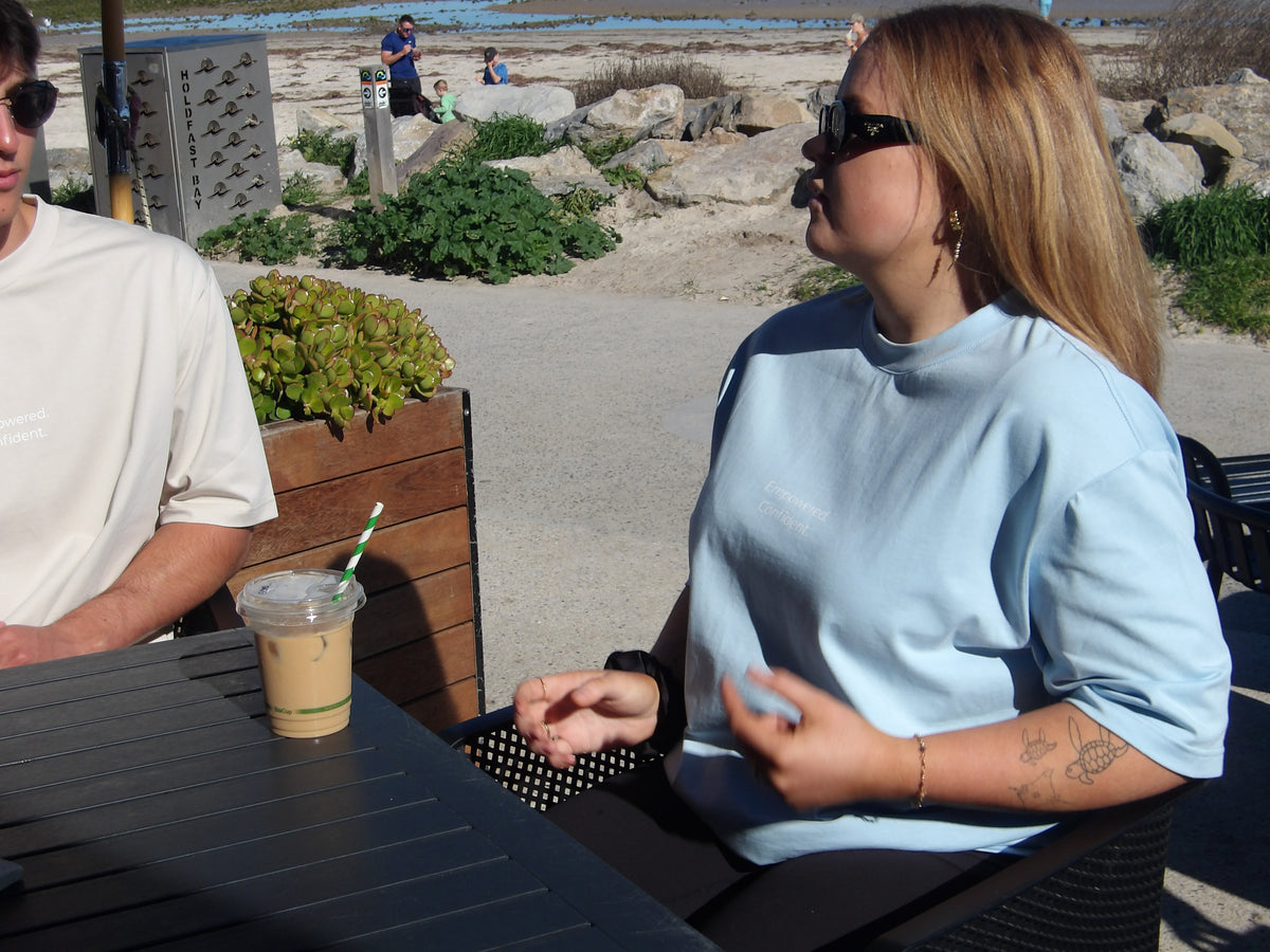 Coffee by the beach in Core Form Apparel